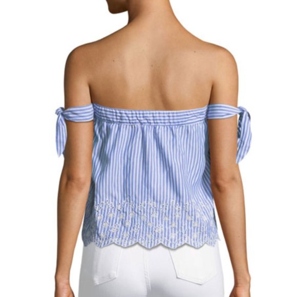 Striped Off-the-Shoulder Eyelet Top or Mini Skirt - Picture 4 of 13